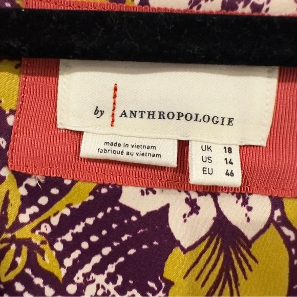 NWOT By Anthropologie Short-Sleeve V-Neck Button-Front Multicolor Midi Dress 14 - Picture 7 of 15